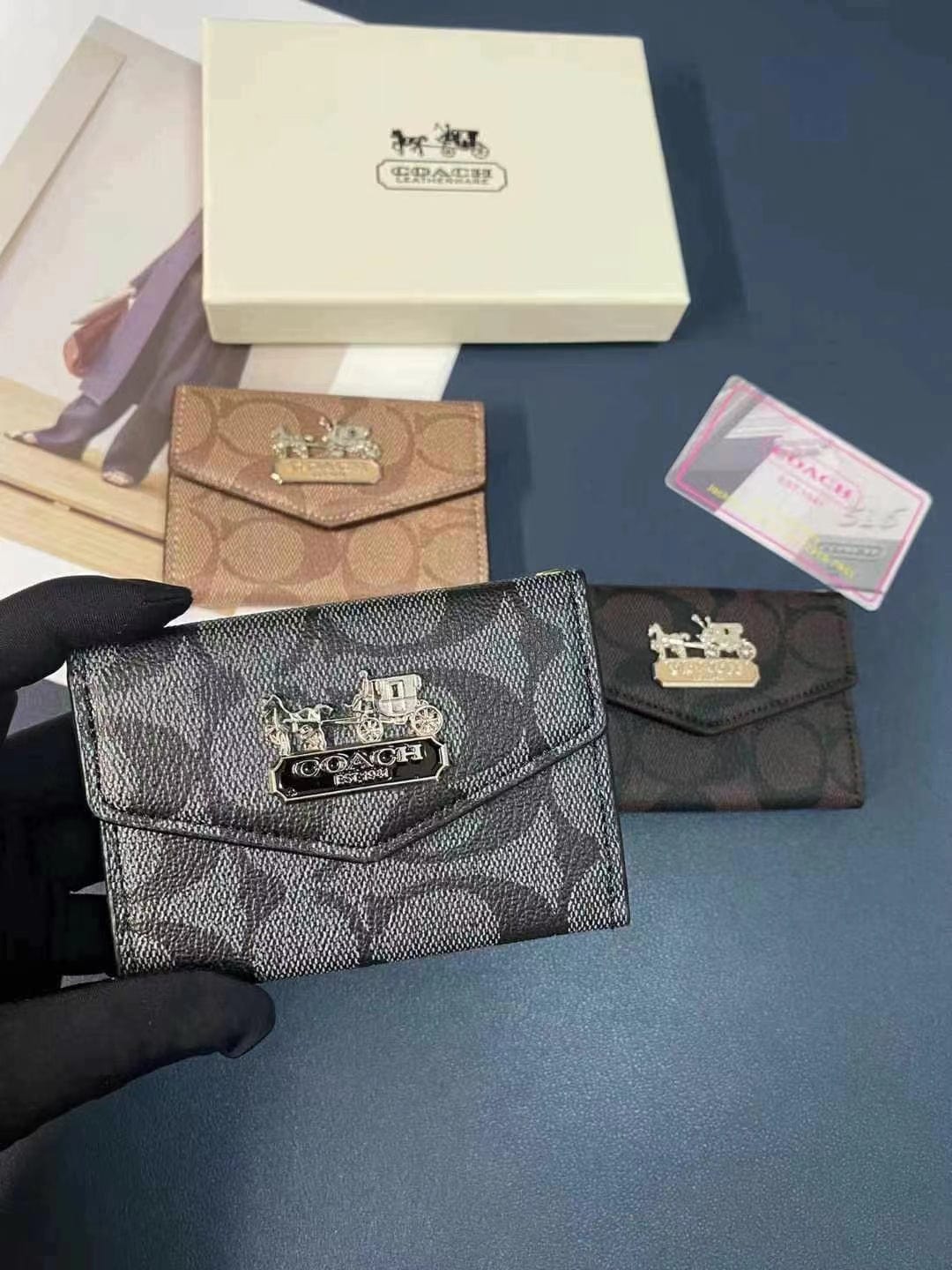 CherifCrochet Coach Signature Card Holder Wallet with Horse and Carriage Logo