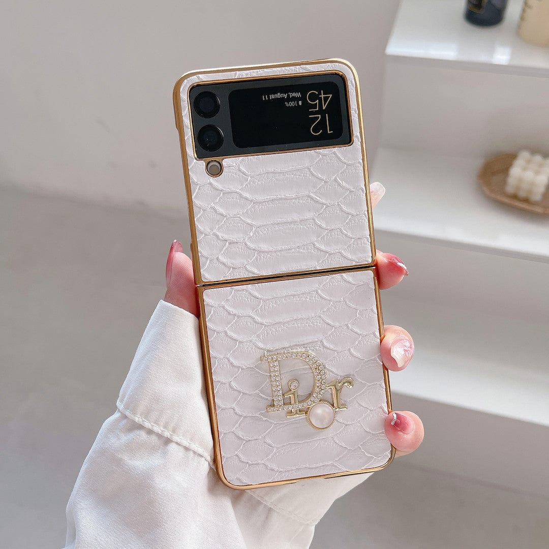 CherifCrochet Dior Black and White Leather Z Flip Phone Case