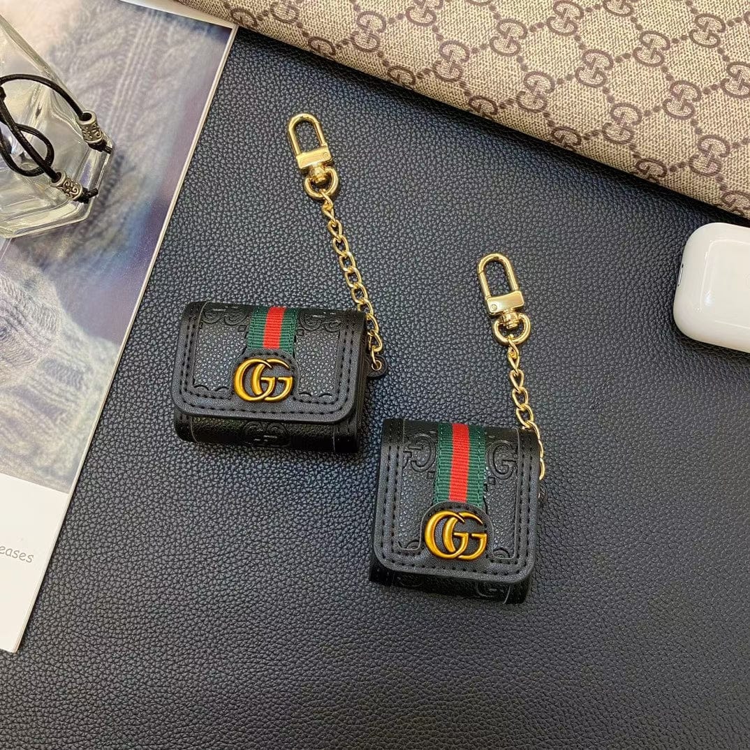 CherifCrochet Gucci Monogram AirPods Covers with Keychain - Set of Four