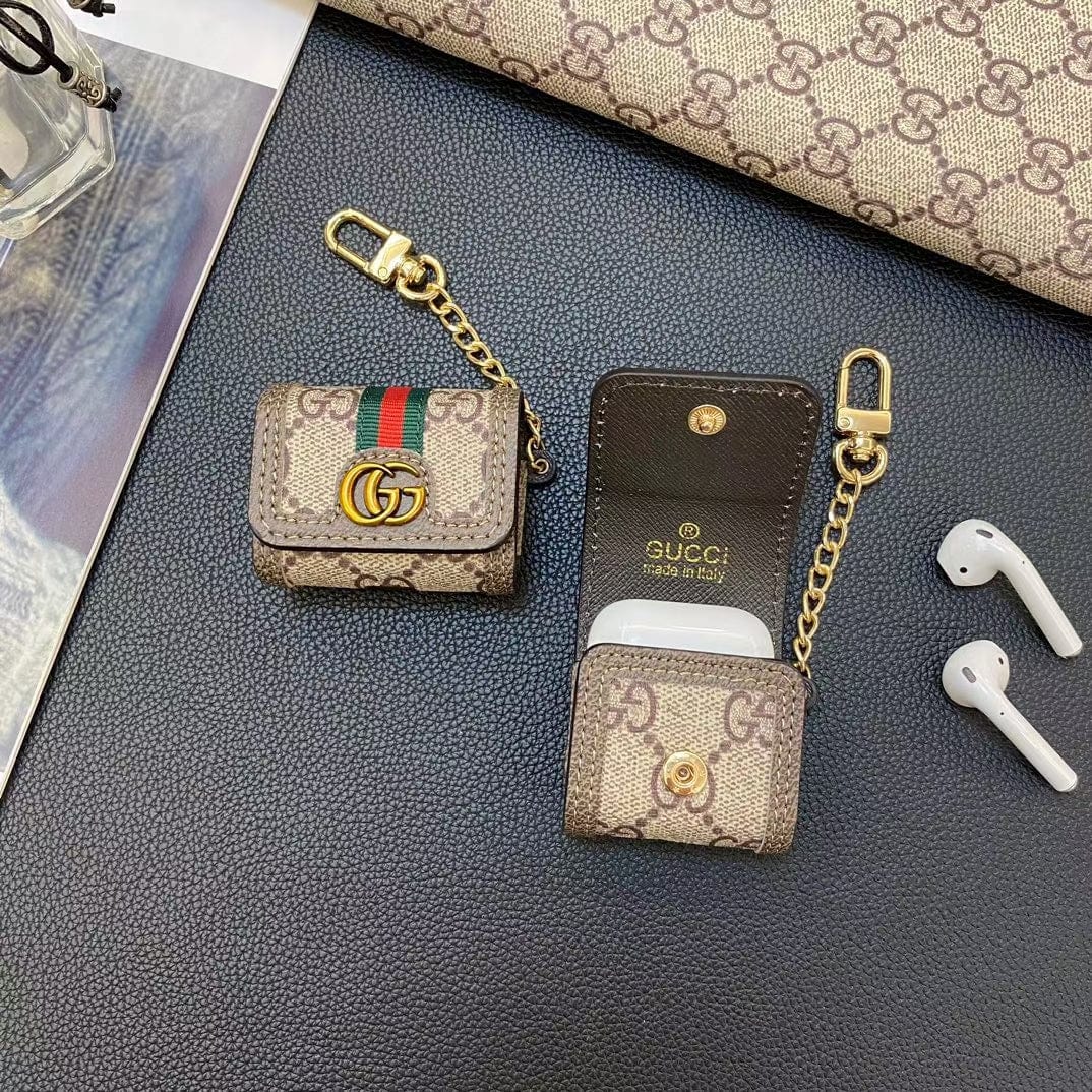 CherifCrochet Gucci Monogram AirPods Covers with Keychain - Set of Four