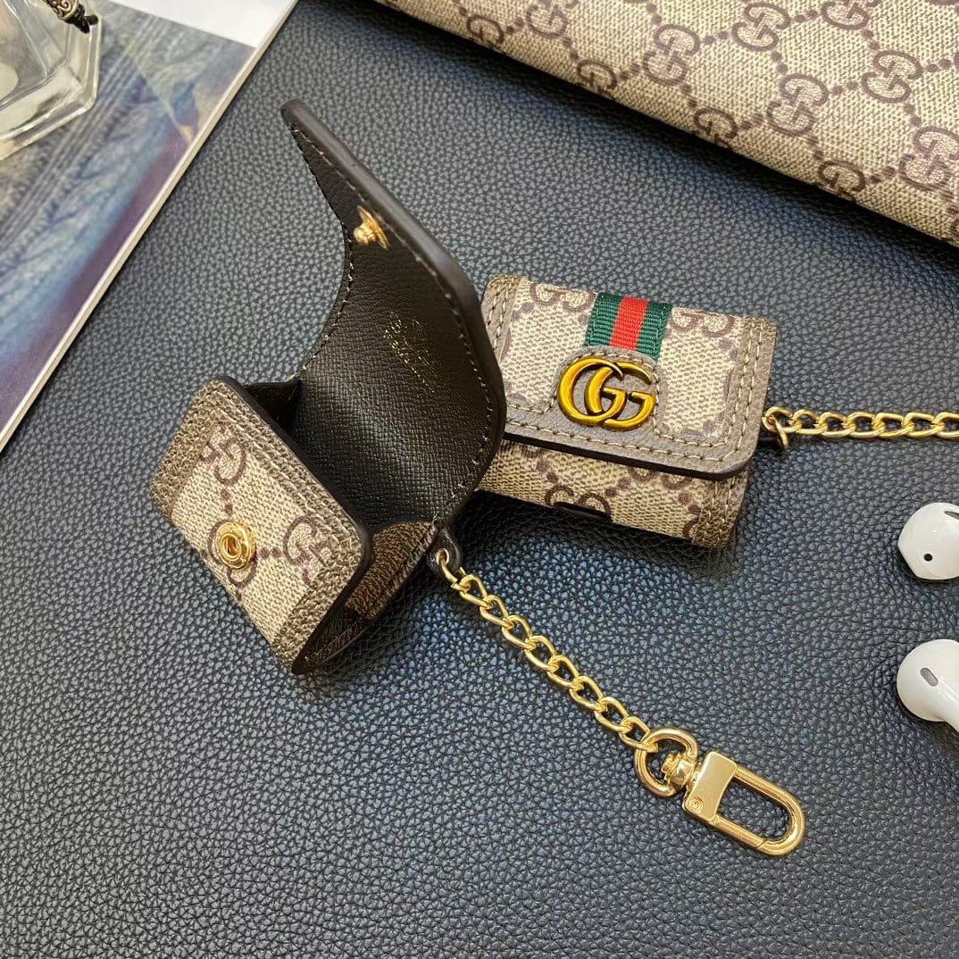 CherifCrochet Gucci Monogram AirPods Covers with Keychain - Set of Four