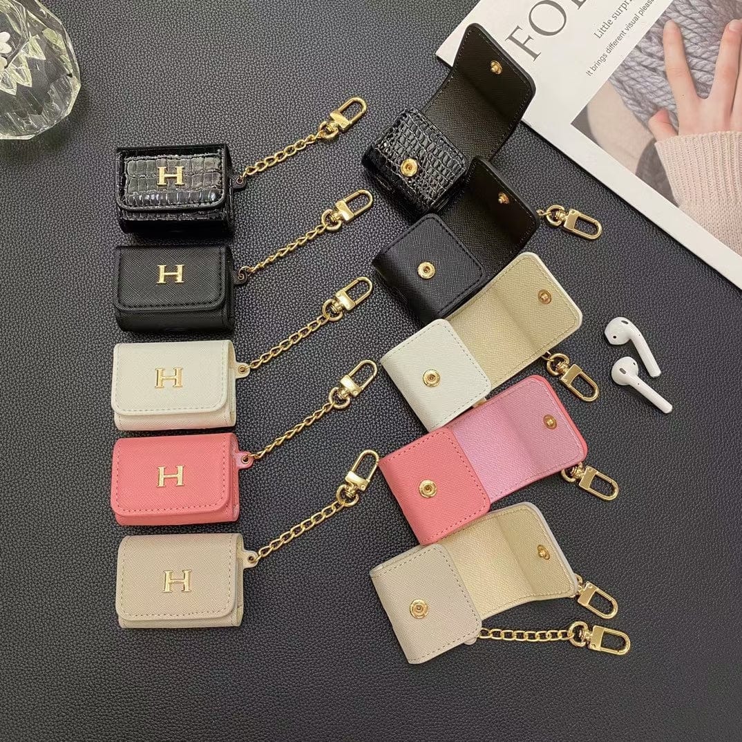 CherifCrochet Hermès Inspired Airpod Cover with Gold Chain