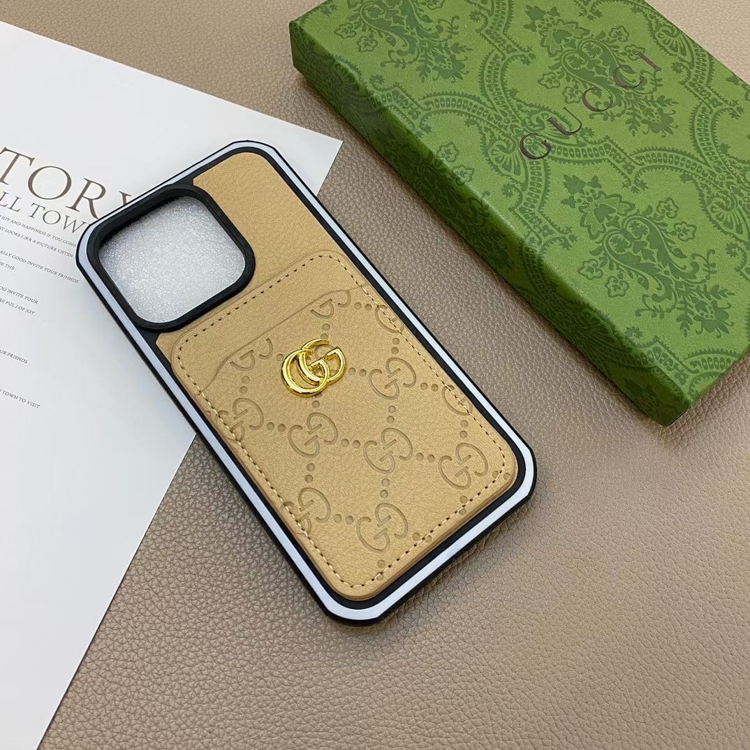 CherifCrochet iphone 12 - 16 Pro Max Luxury Emboss Gucci With Cash Card Holder