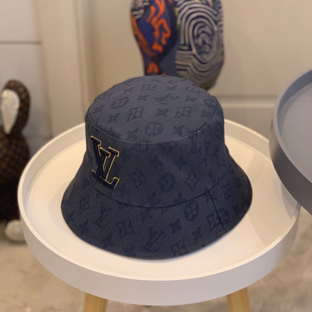 CherifCrochet Louis Vuitton Embroidered Monogram Denim Bucket Hat
