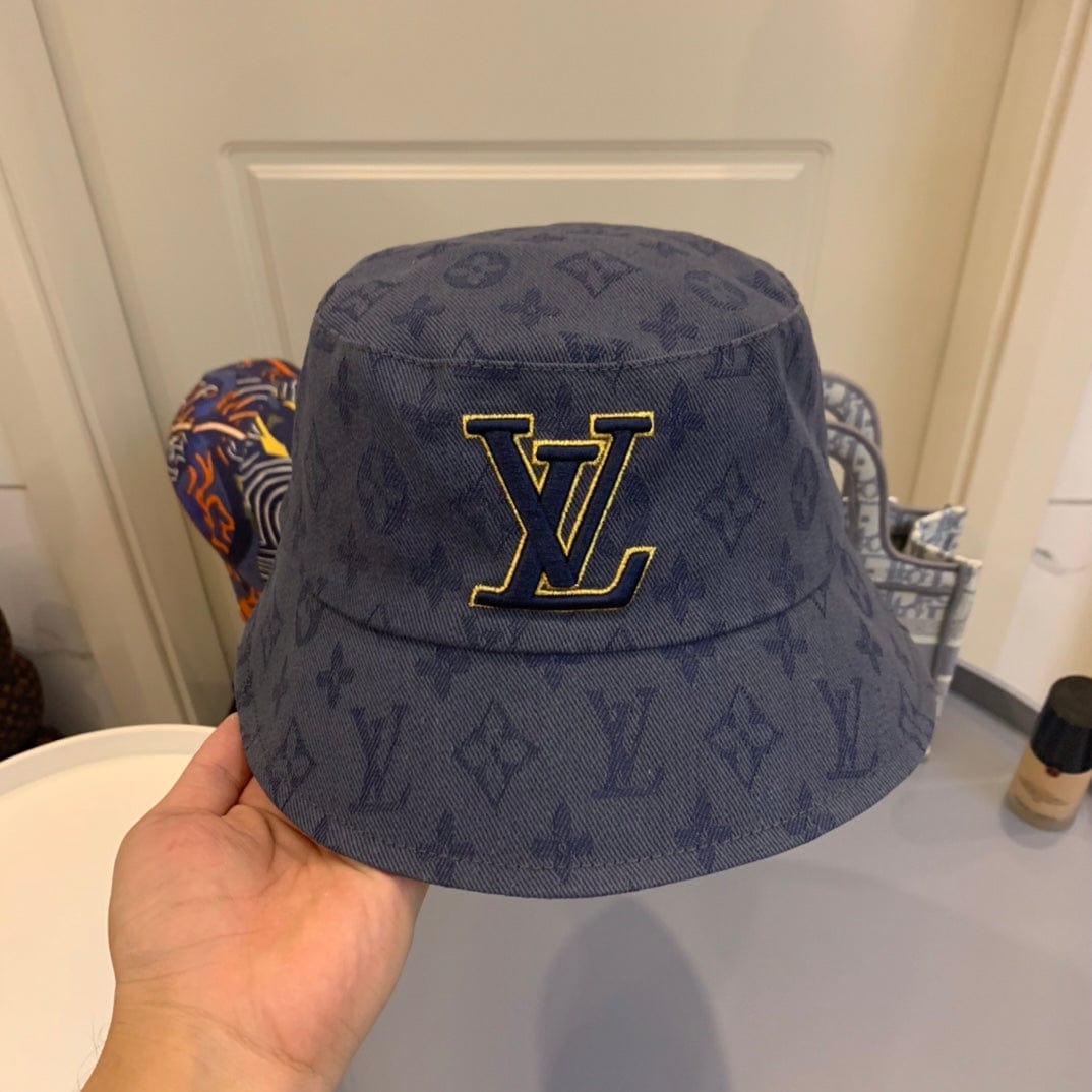 CherifCrochet Louis Vuitton Embroidered Monogram Denim Bucket Hat