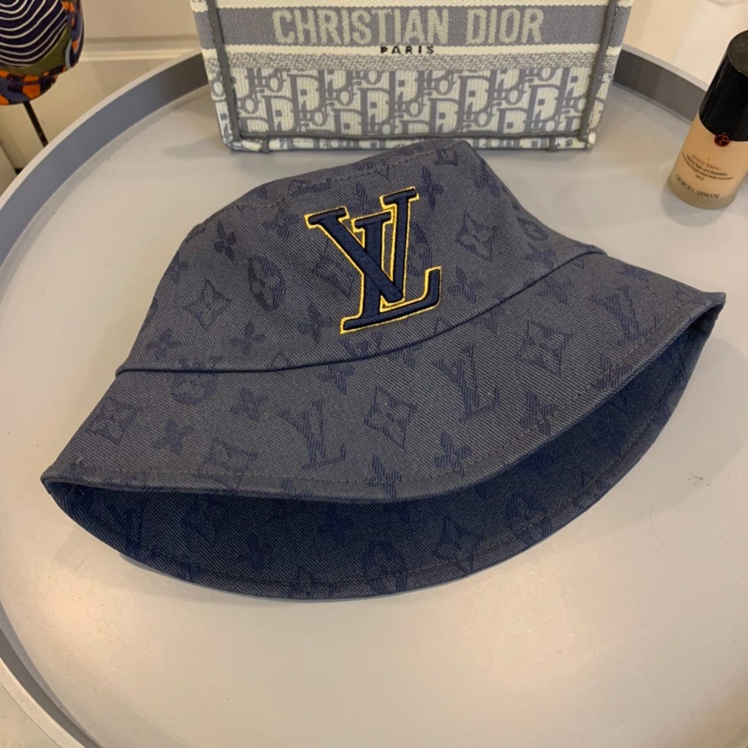CherifCrochet Louis Vuitton Embroidered Monogram Denim Bucket Hat