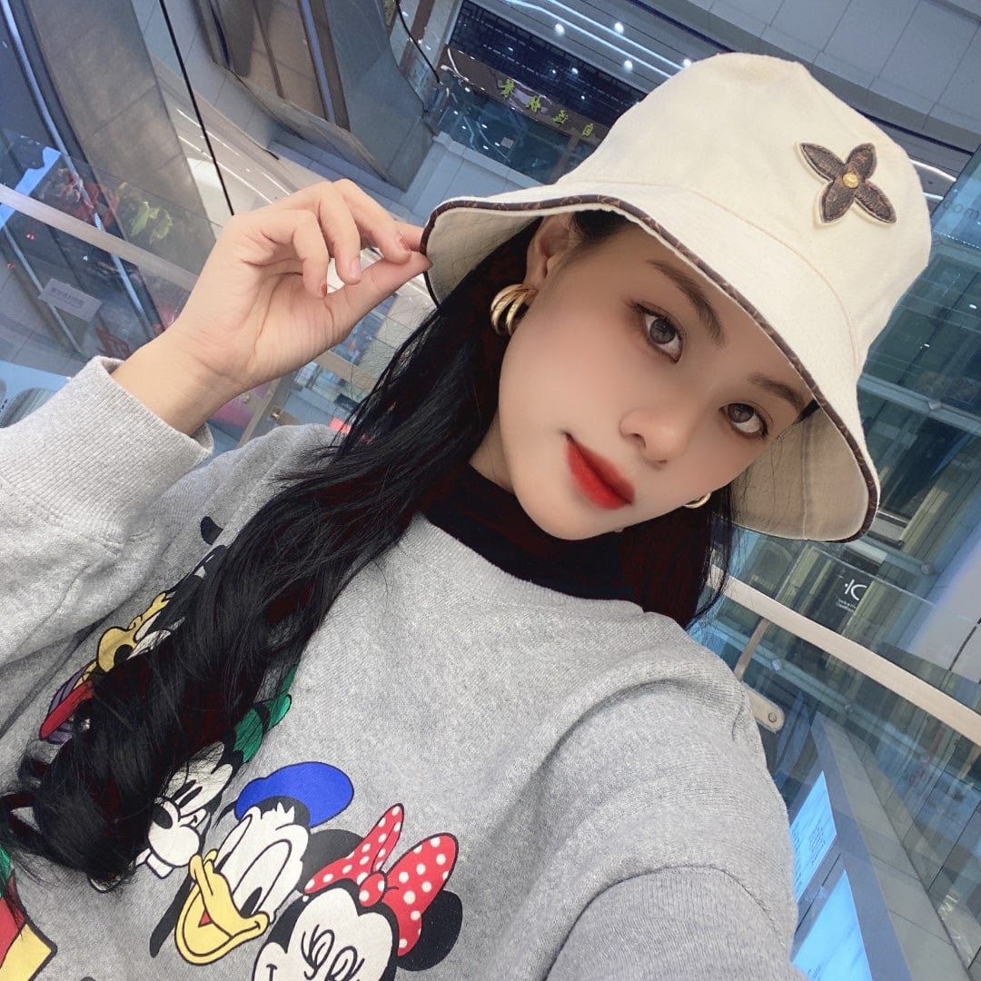 CherifCrochet Louis Vuitton Monogram Bucket Hat with Floral Appliqué