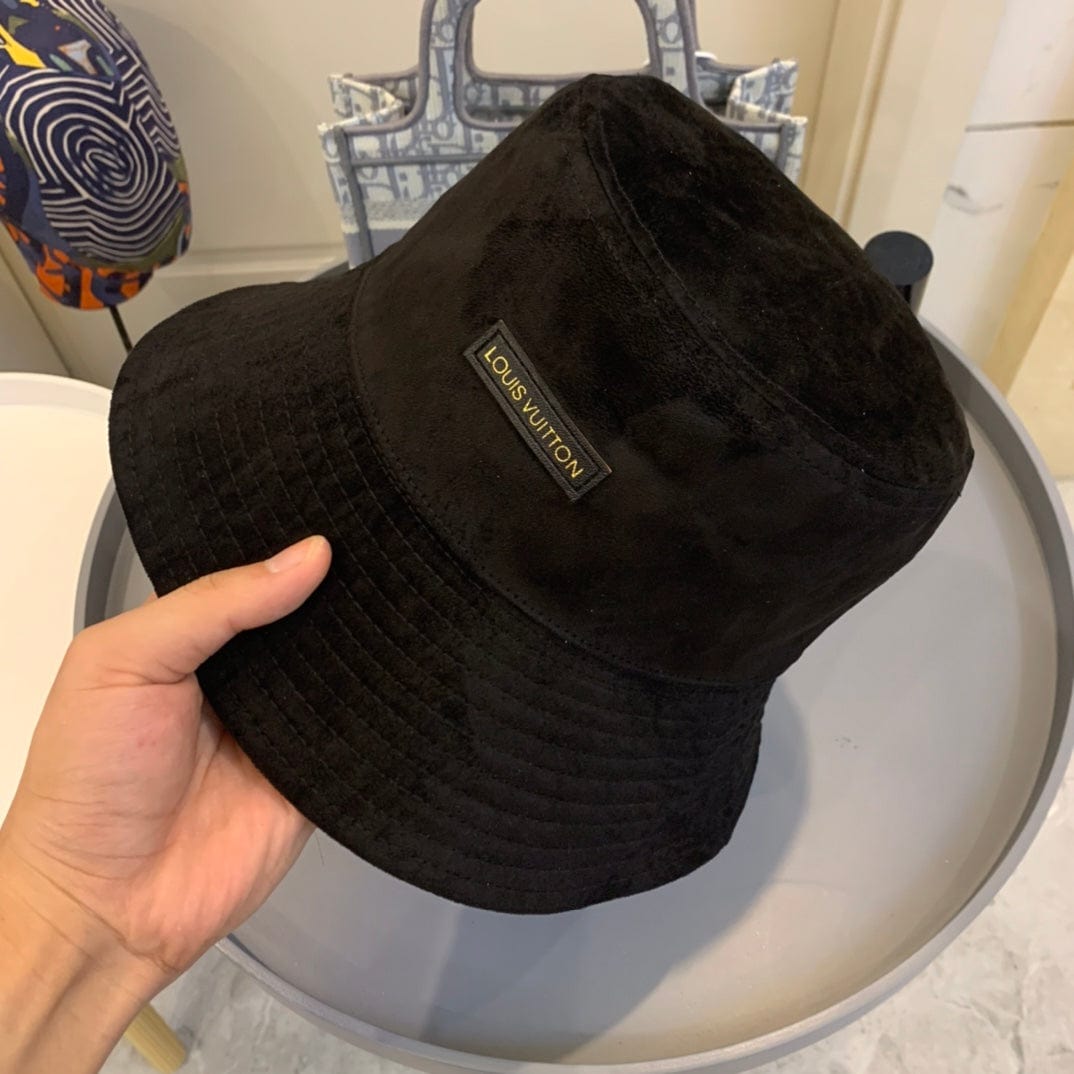 CherifCrochet Louis Vuitton Reversible Black Suede and Embossed Leather Bucket Hat