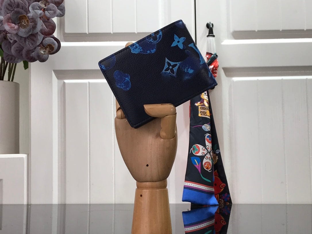 CherifCrochet Luxury Blue Monogram Bifold Wallet