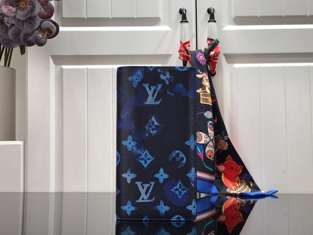 CherifCrochet Luxury Blue Monogram Long Wallet