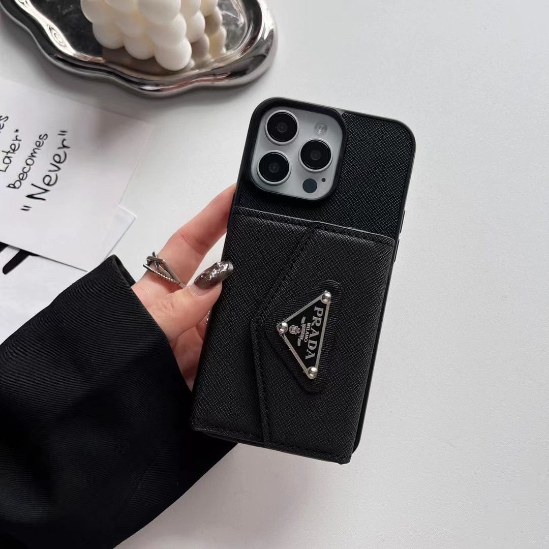 CherifCrochet Prada-Inspired Designer iPhone Case with Card Holder – Available for iPhone 13 to iPhone 16