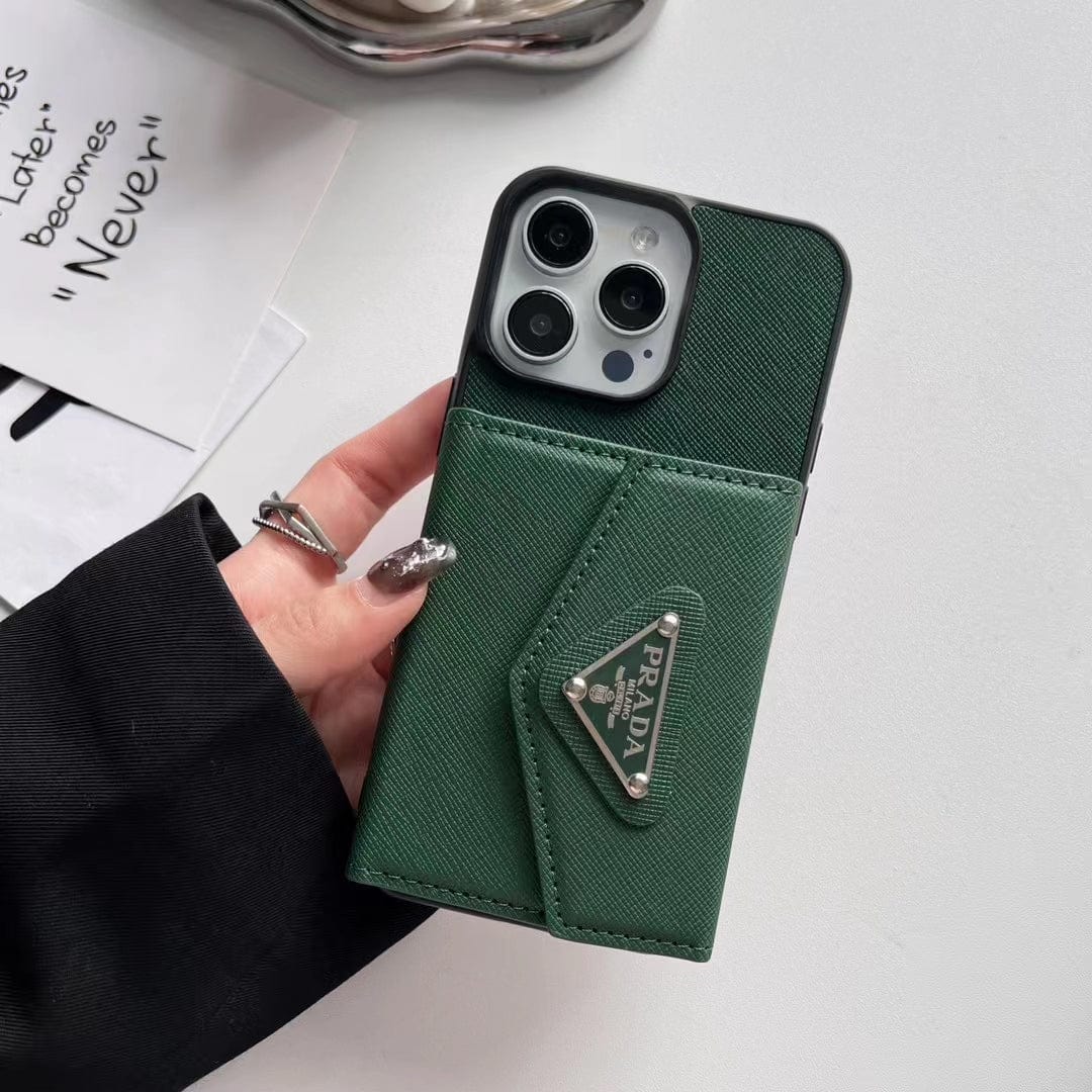 CherifCrochet Prada-Inspired Designer iPhone Case with Card Holder – Available for iPhone 13 to iPhone 16