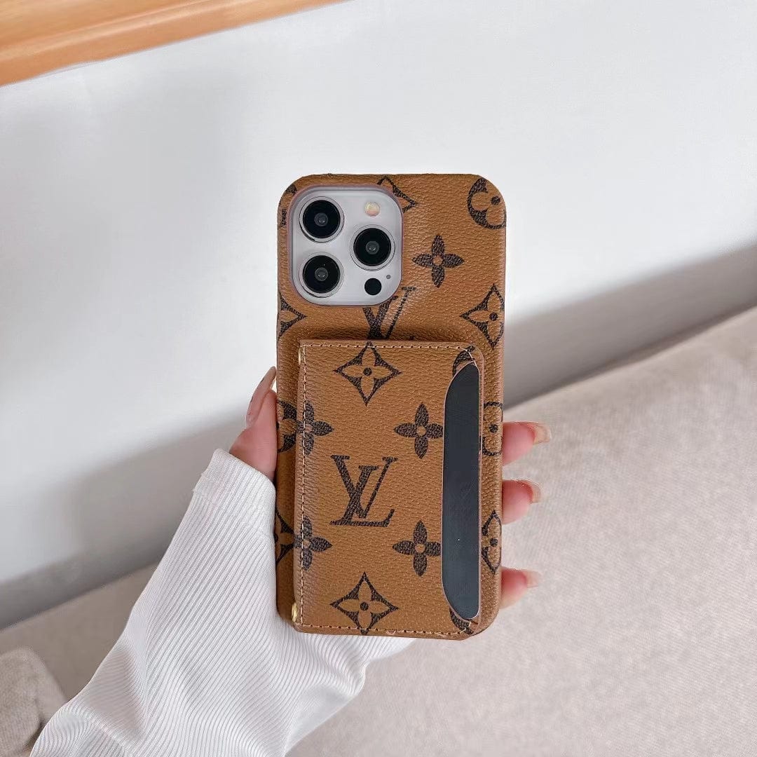 Ibesal Jewelry Classic Louis Vuitton iPhone 15 Case with Integrated Wallet