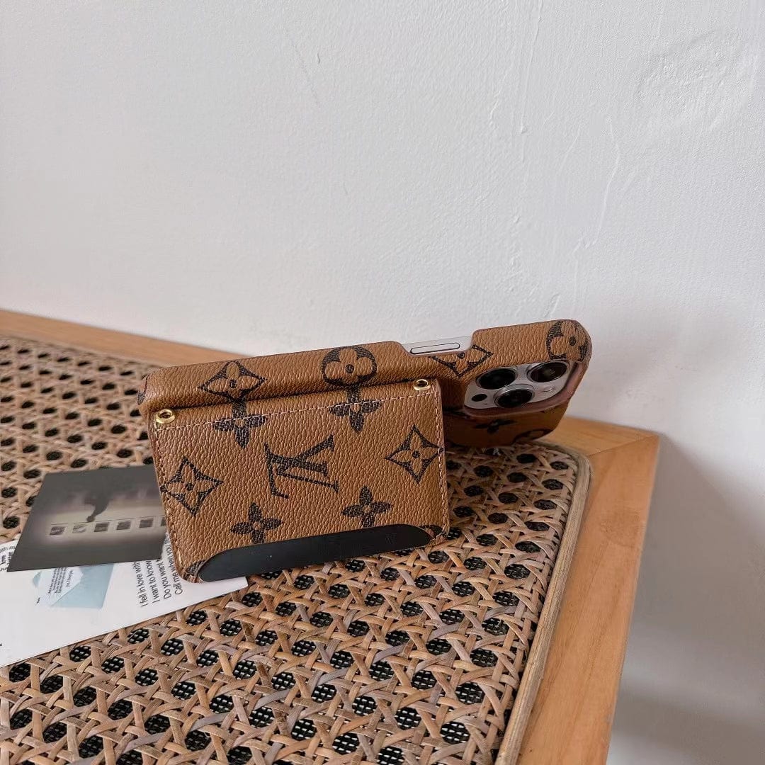 Ibesal Jewelry Classic Louis Vuitton iPhone 15 Case with Integrated Wallet