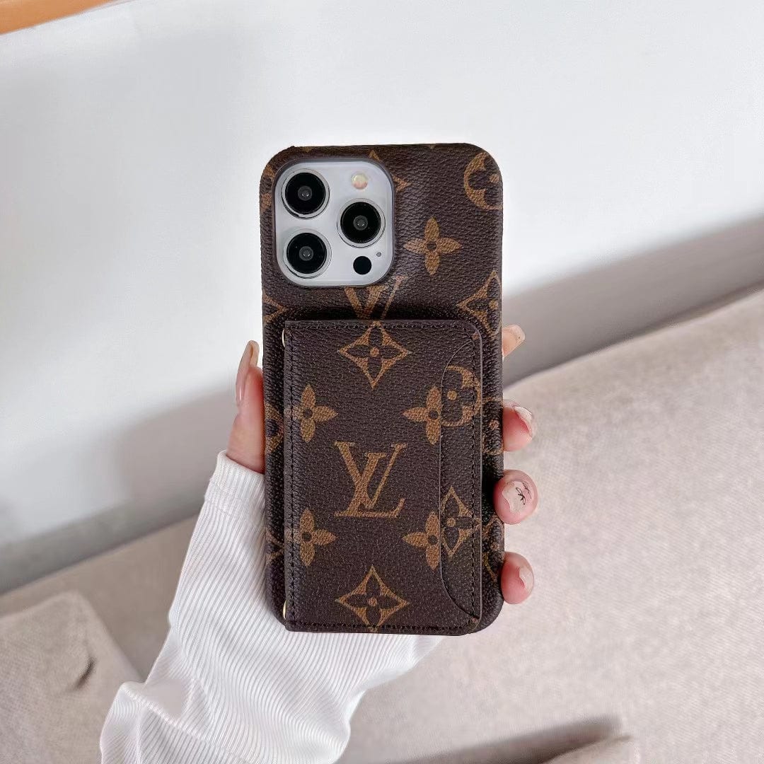 Ibesal Jewelry Classic Louis Vuitton iPhone 15 Case with Integrated Wallet