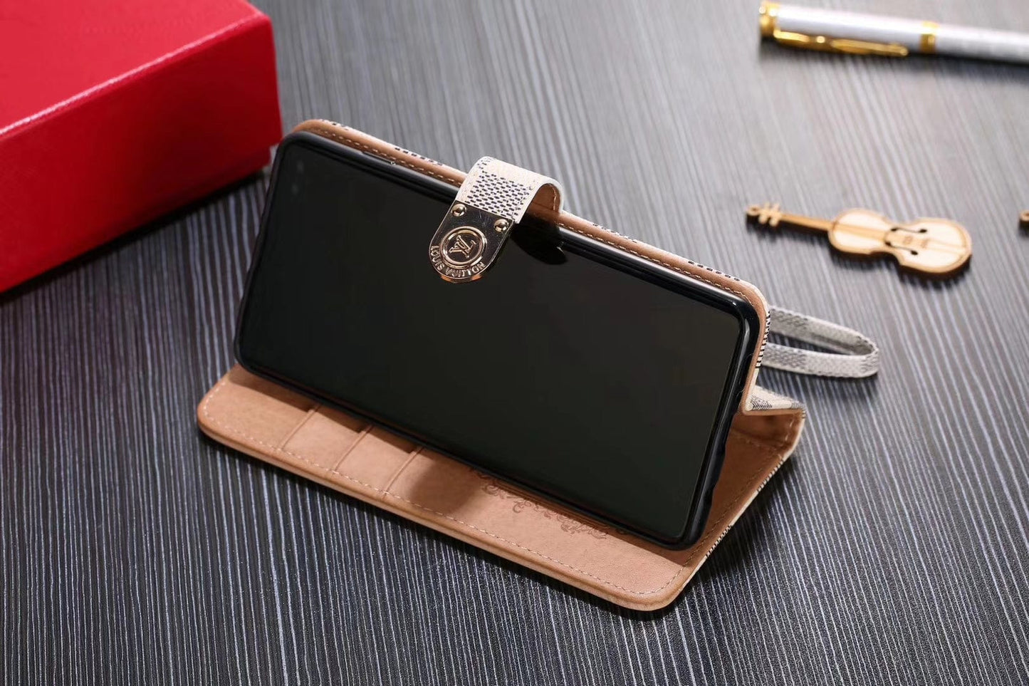 Ibesal Jewelry Leather Folio Louis Vuitton Samsung Cases
