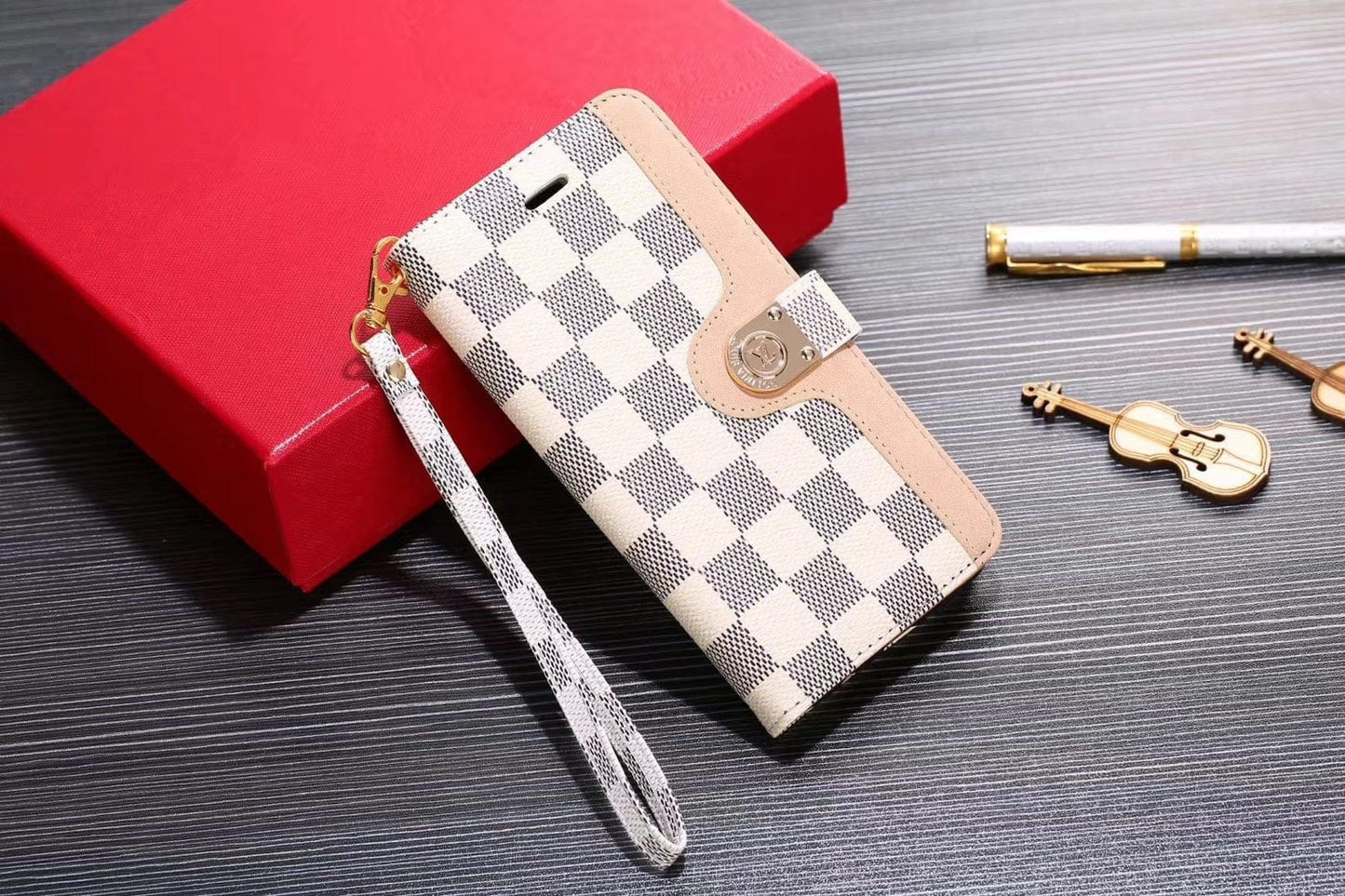 Ibesal Jewelry Leather Folio Louis Vuitton Samsung Cases