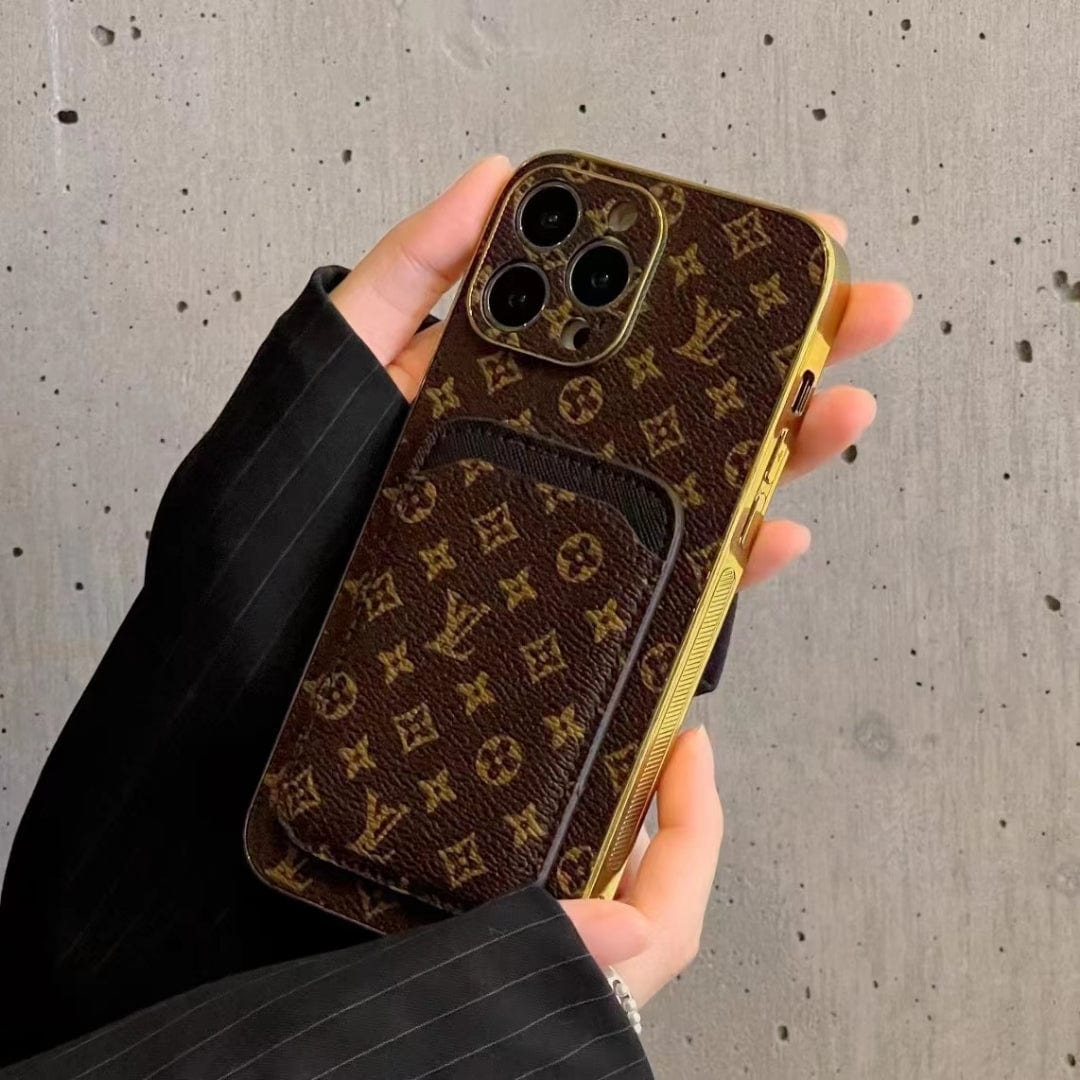 Ibesal Jewelry Louis Vuitton Monogram iPhone Case with Credit Card Pouch