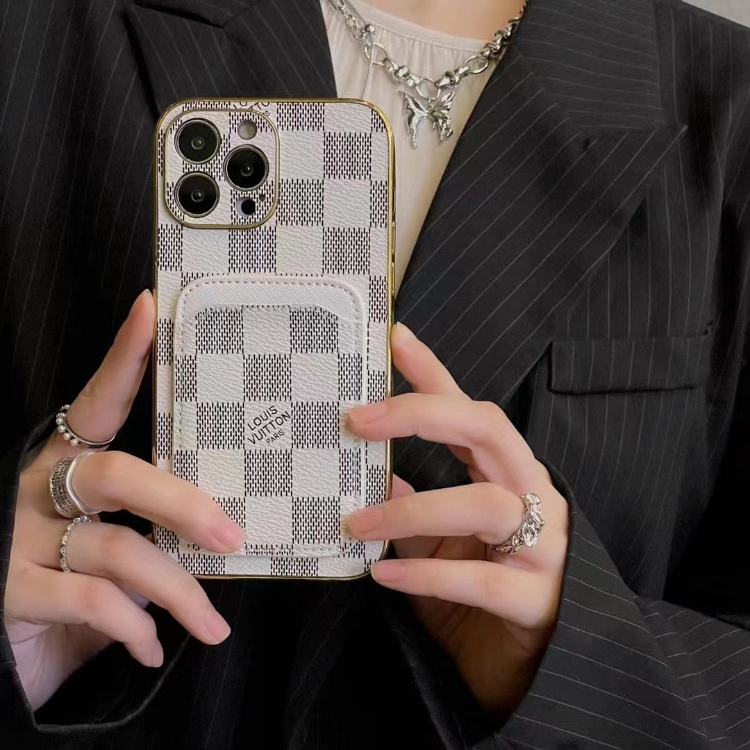 Ibesal Jewelry Louis Vuitton Monogram iPhone Case with Credit Card Pouch