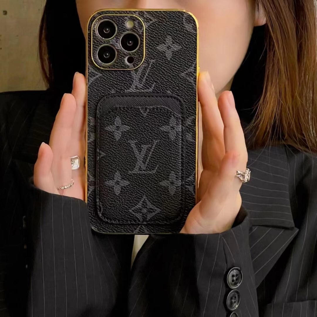 Ibesal Jewelry Louis Vuitton Monogram iPhone Case with Credit Card Pouch