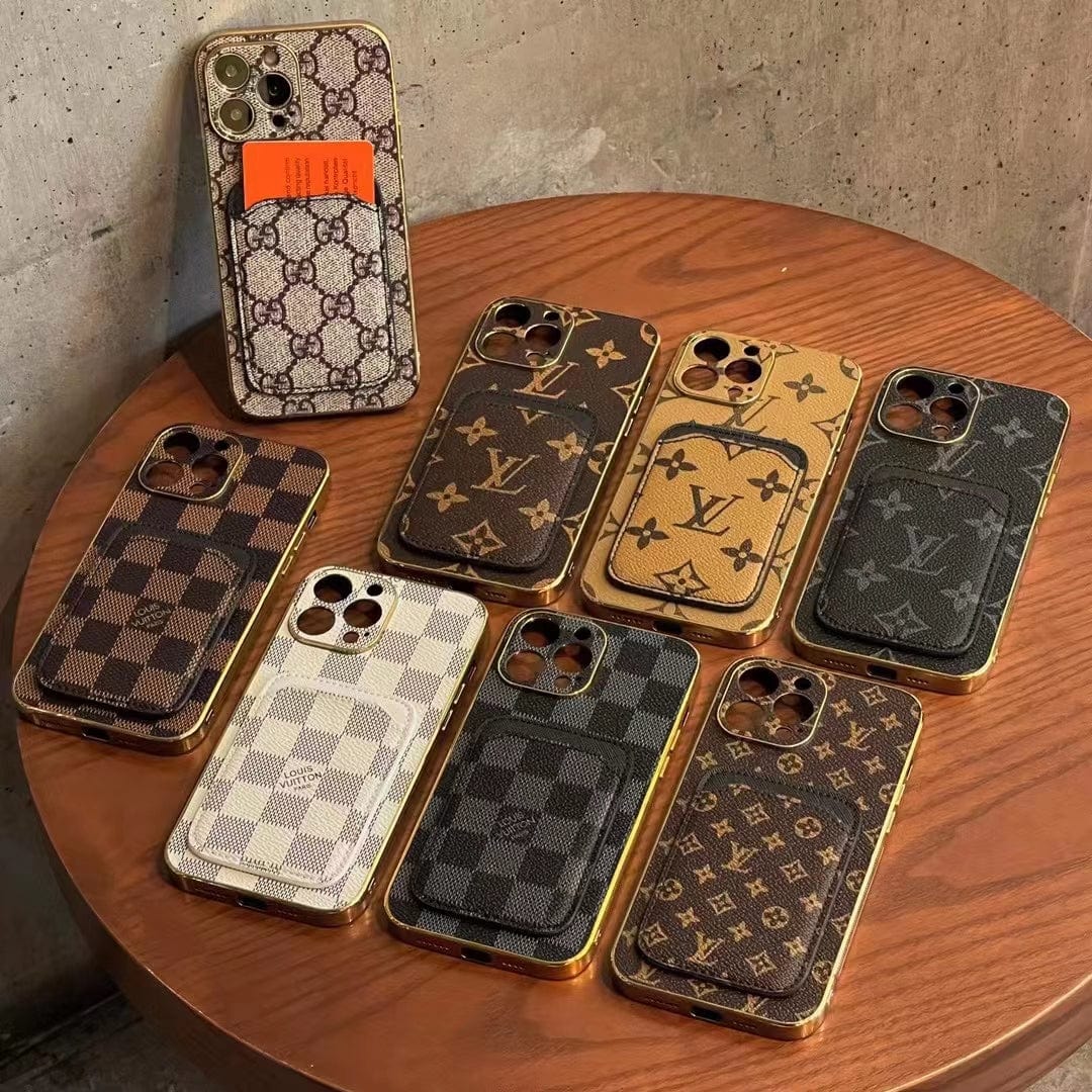 Ibesal Jewelry Louis Vuitton Monogram iPhone Case with Credit Card Pouch