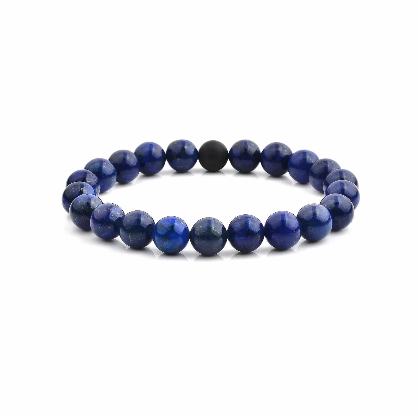 Ibesal Jewelry Men’s Blue Lapis Lazuli and Matte Onyx Bead Stretch Bracelet