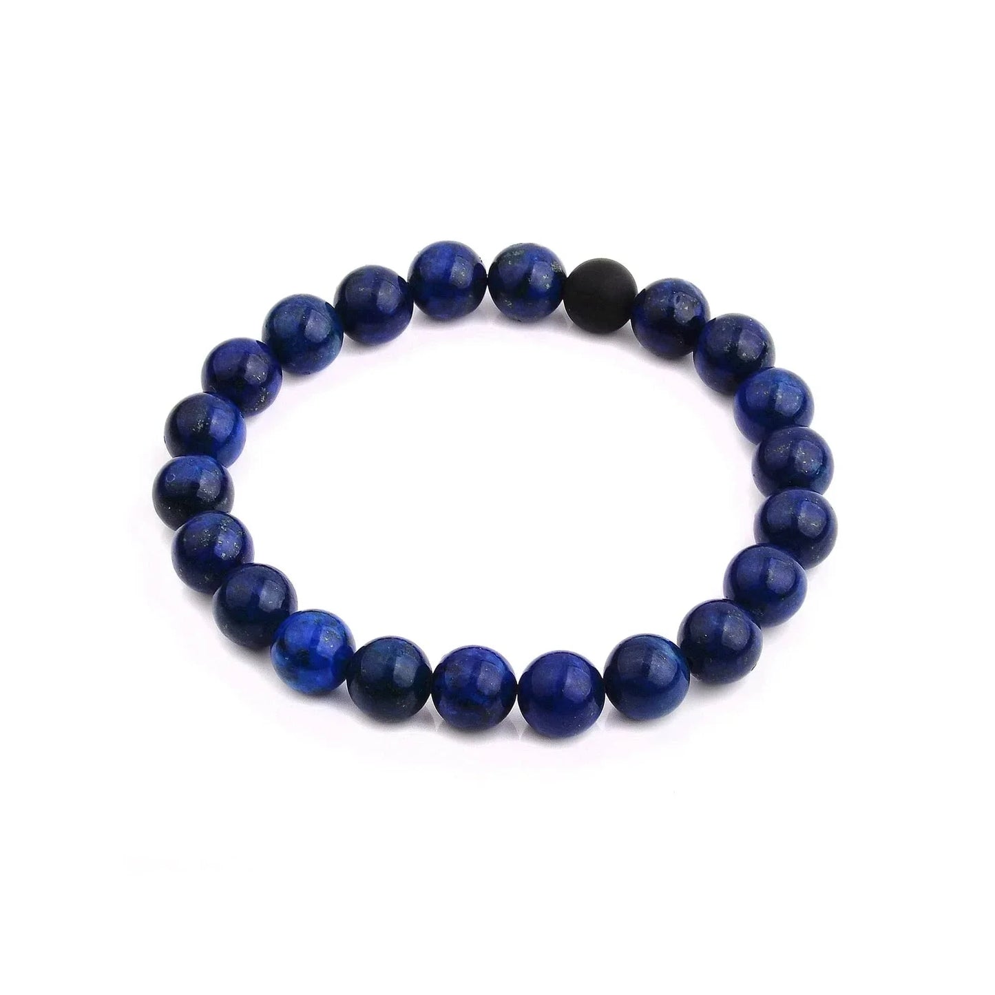 Ibesal Jewelry Men’s Blue Lapis Lazuli and Matte Onyx Bead Stretch Bracelet