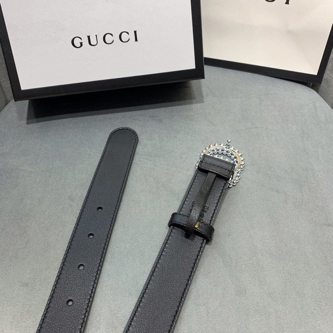 Tunde Store Black Crystallized Gucci Belt