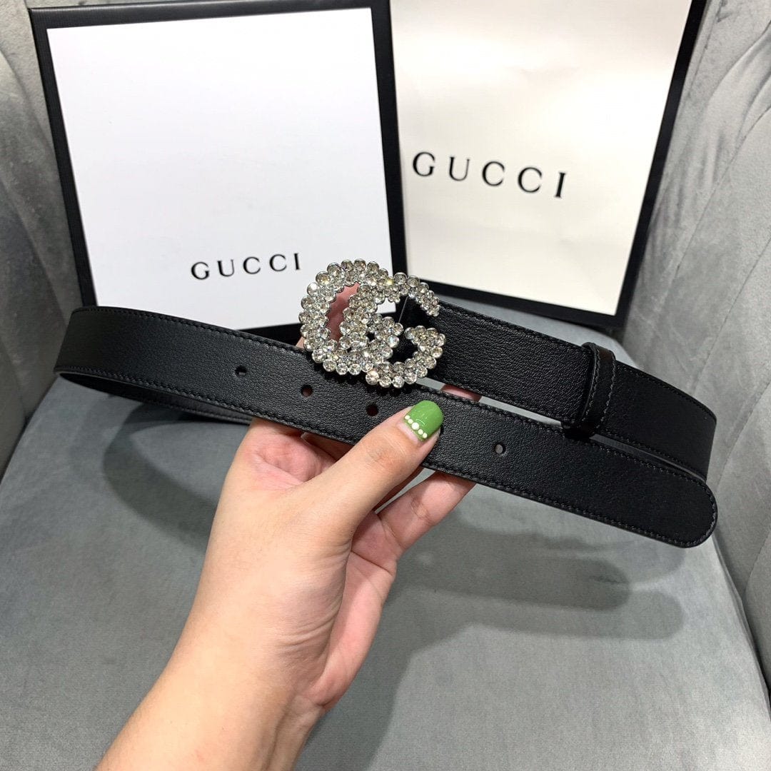 Tunde Store Black Crystallized Gucci Belt