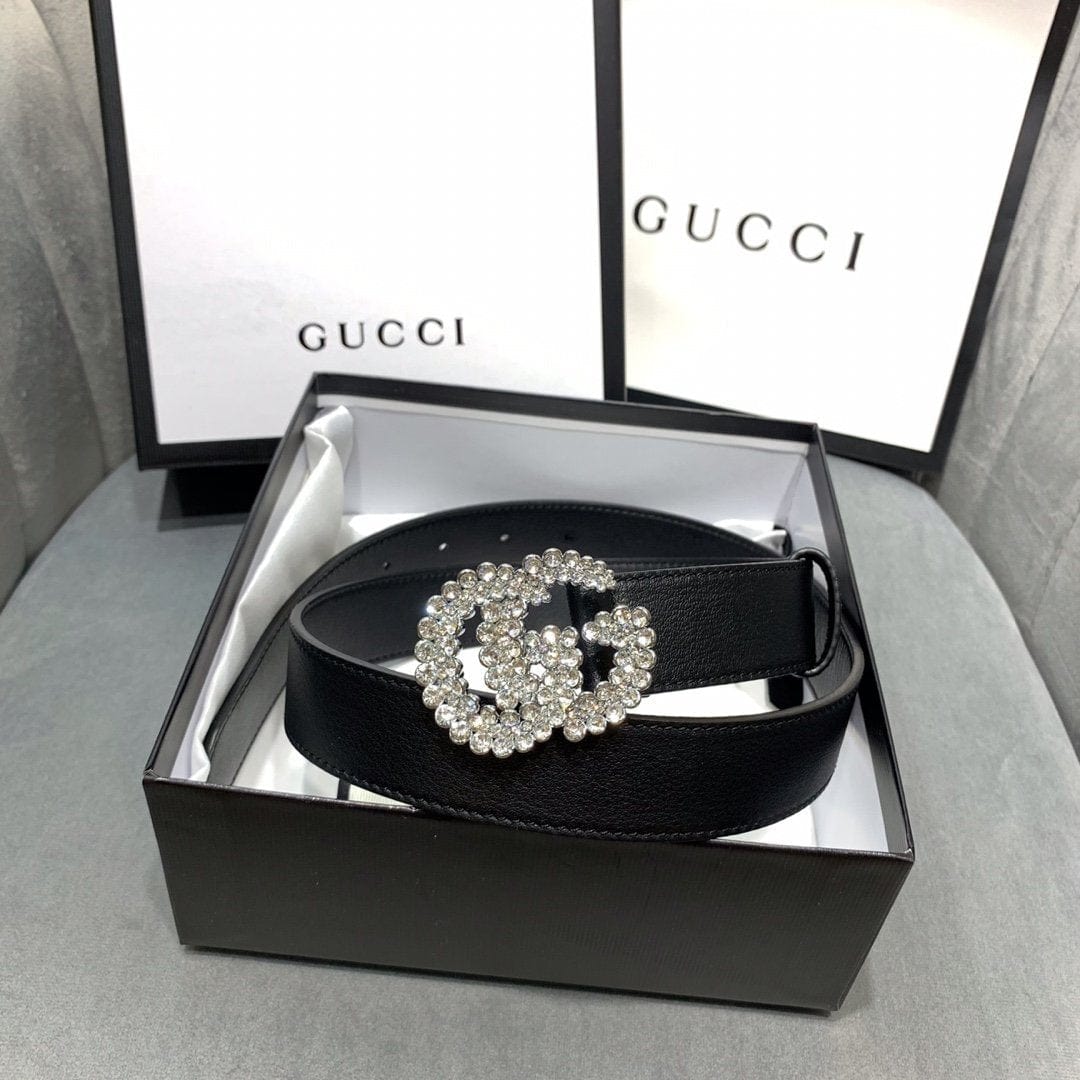 Tunde Store Black Crystallized Gucci Belt