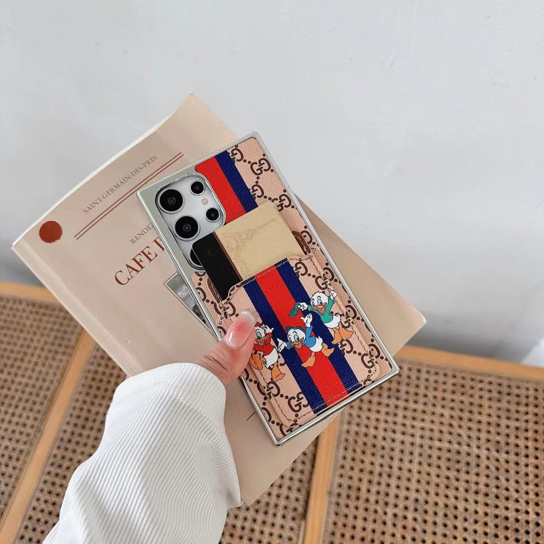 Tunde Store Cartoon-Themed Designer Phone Case with Card Holder for Samsung S23 and S24