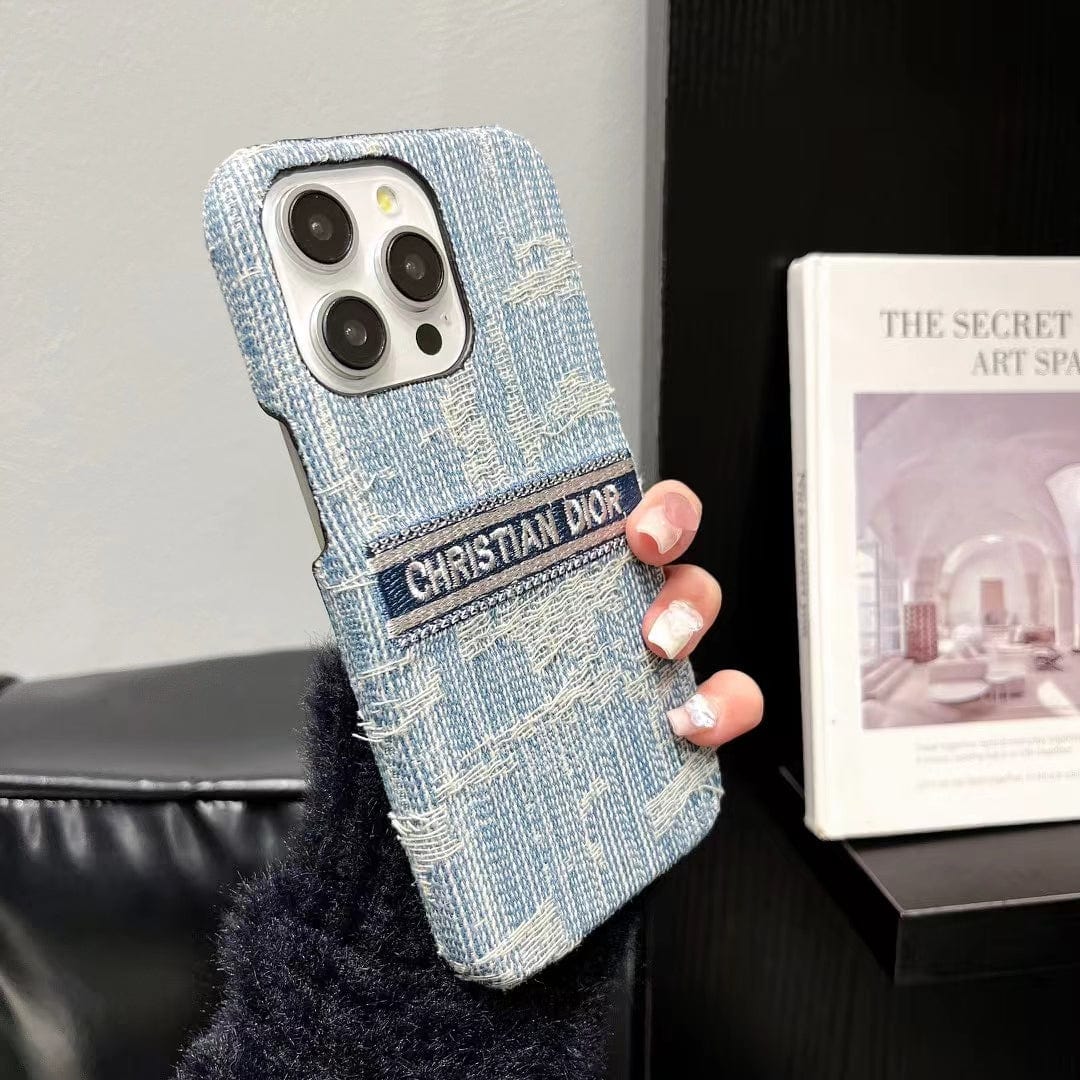 Tunde Store Christian Dior Denim-Inspired iPhone Case with Hand Strap
