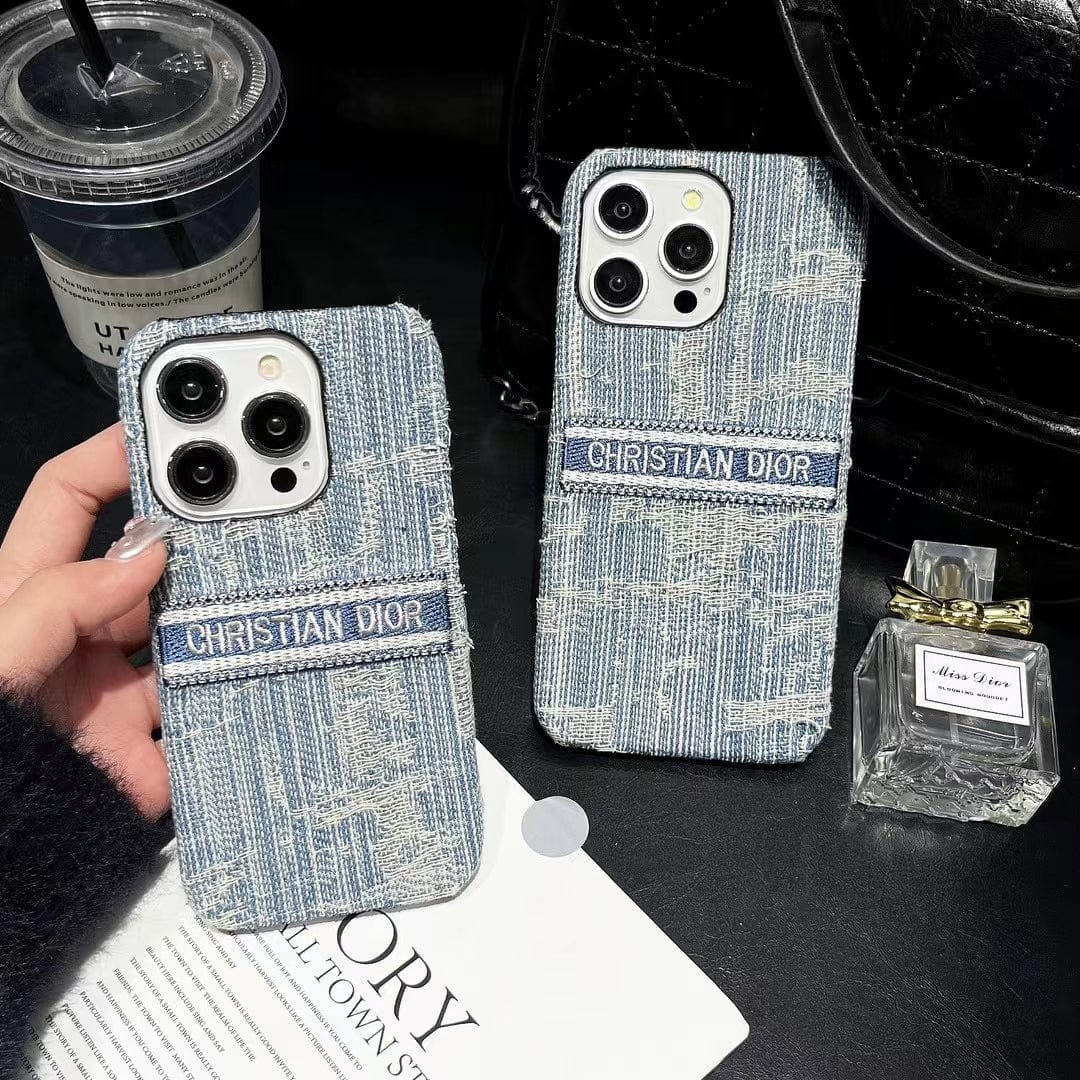 Tunde Store Christian Dior Denim-Inspired iPhone Case with Hand Strap