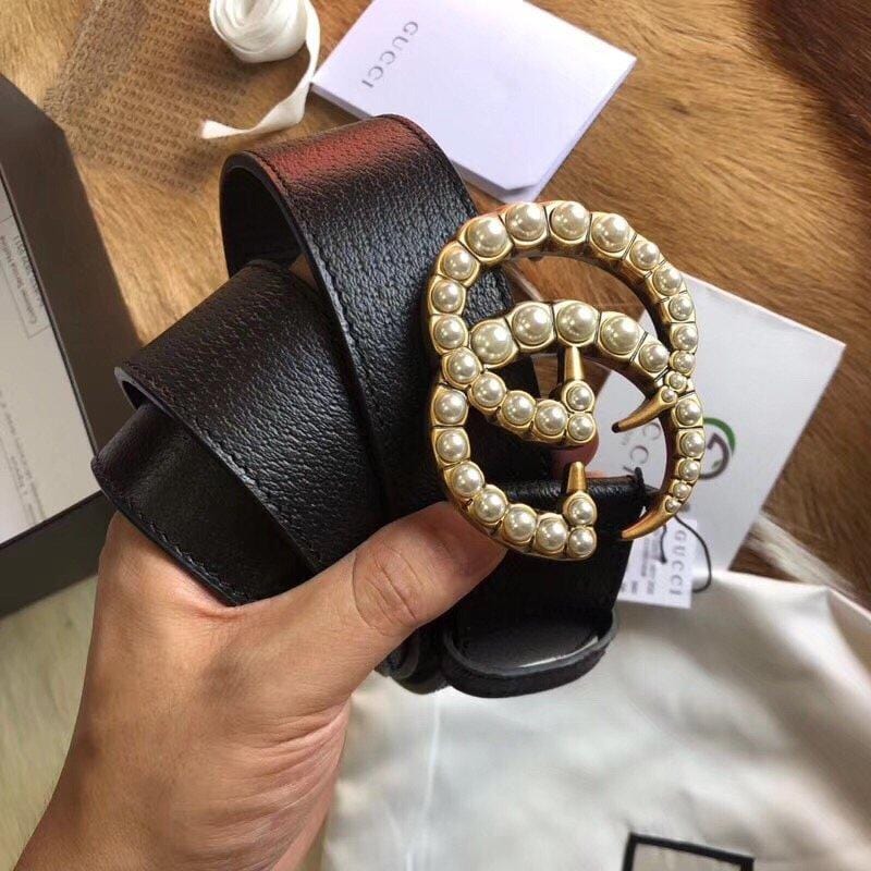 Tunde Store Classic Gucci Belt - Pearled Gucci Buckle