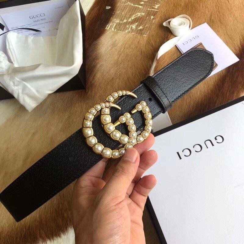 Tunde Store Classic Gucci Belt - Pearled Gucci Buckle