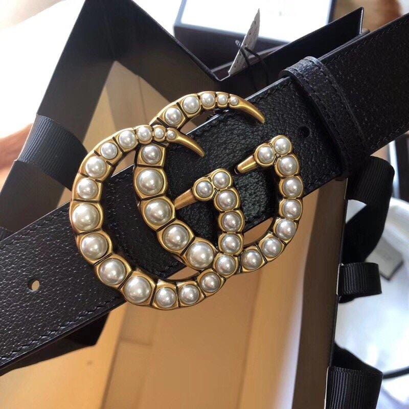 Tunde Store Classic Gucci Belt - Pearled Gucci Buckle
