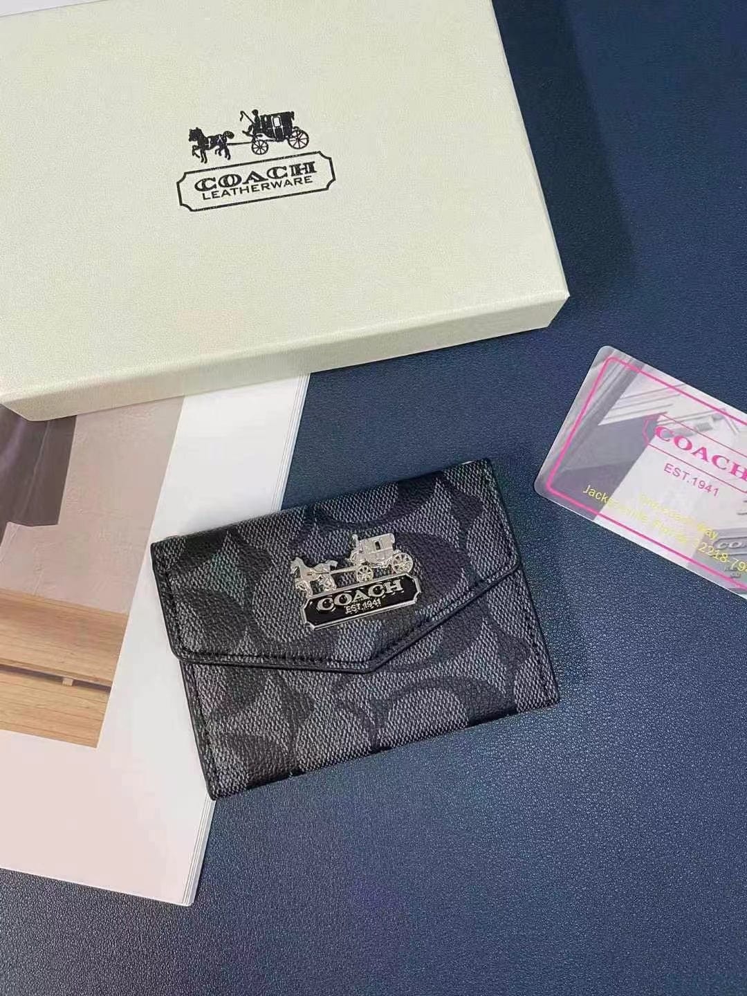 Tunde Store Coach Signature Card Holder Wallet with Horse and Carriage Logo
