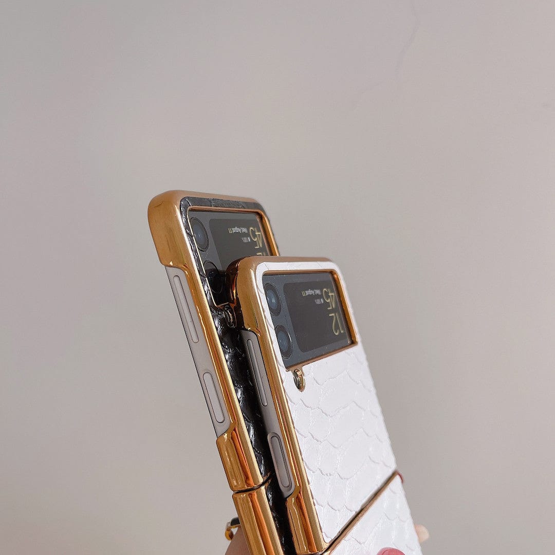 Tunde Store Dior Black and White Leather Z Flip Phone Case