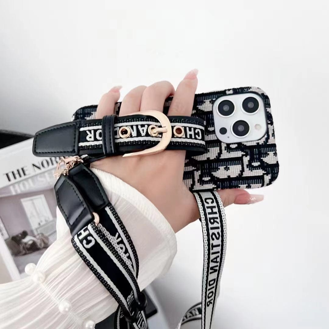 Tunde Store Dior Designer Strap iPhone Cases with Adjustable Lanyard