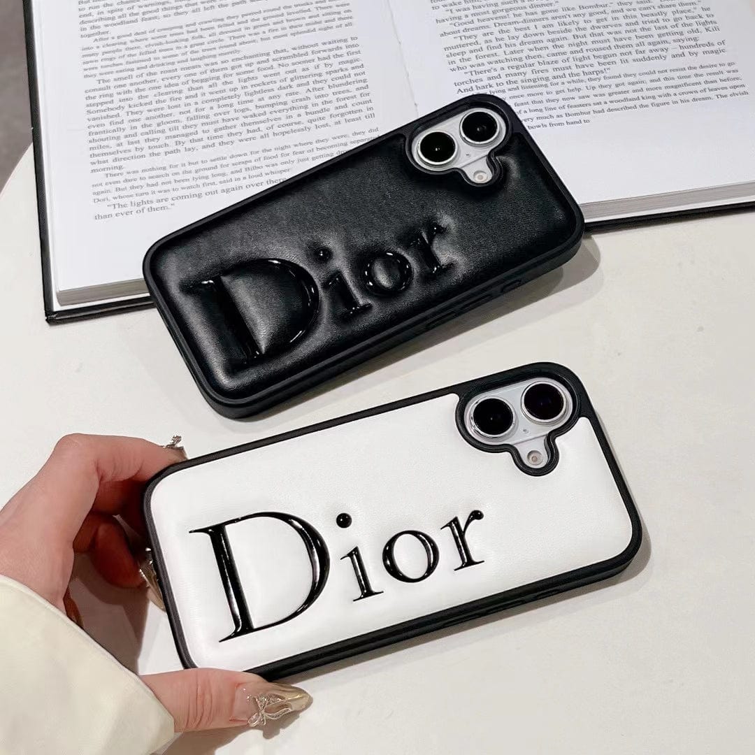 Tunde Store Dior Embossed Logo Leather iPhone Case