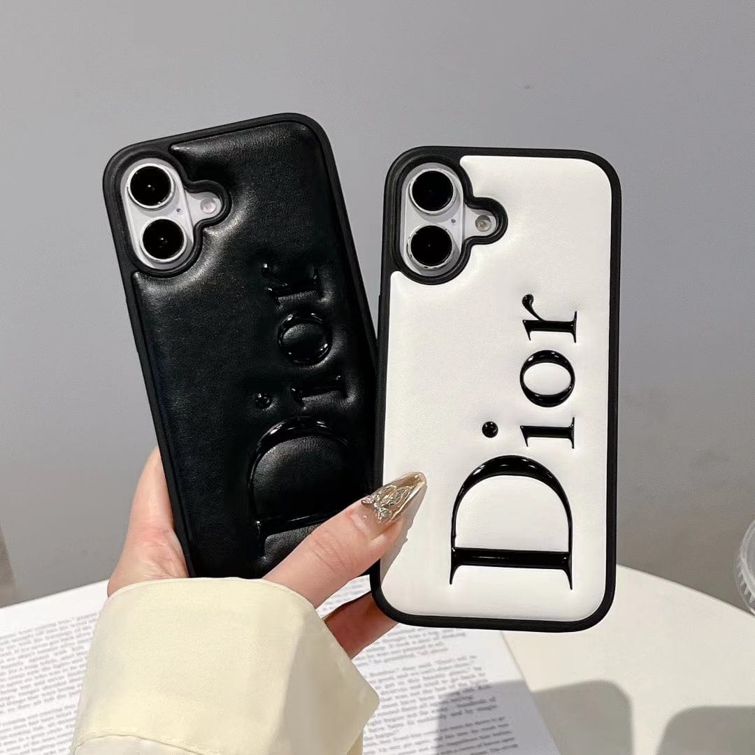 Tunde Store Dior Embossed Logo Leather iPhone Case