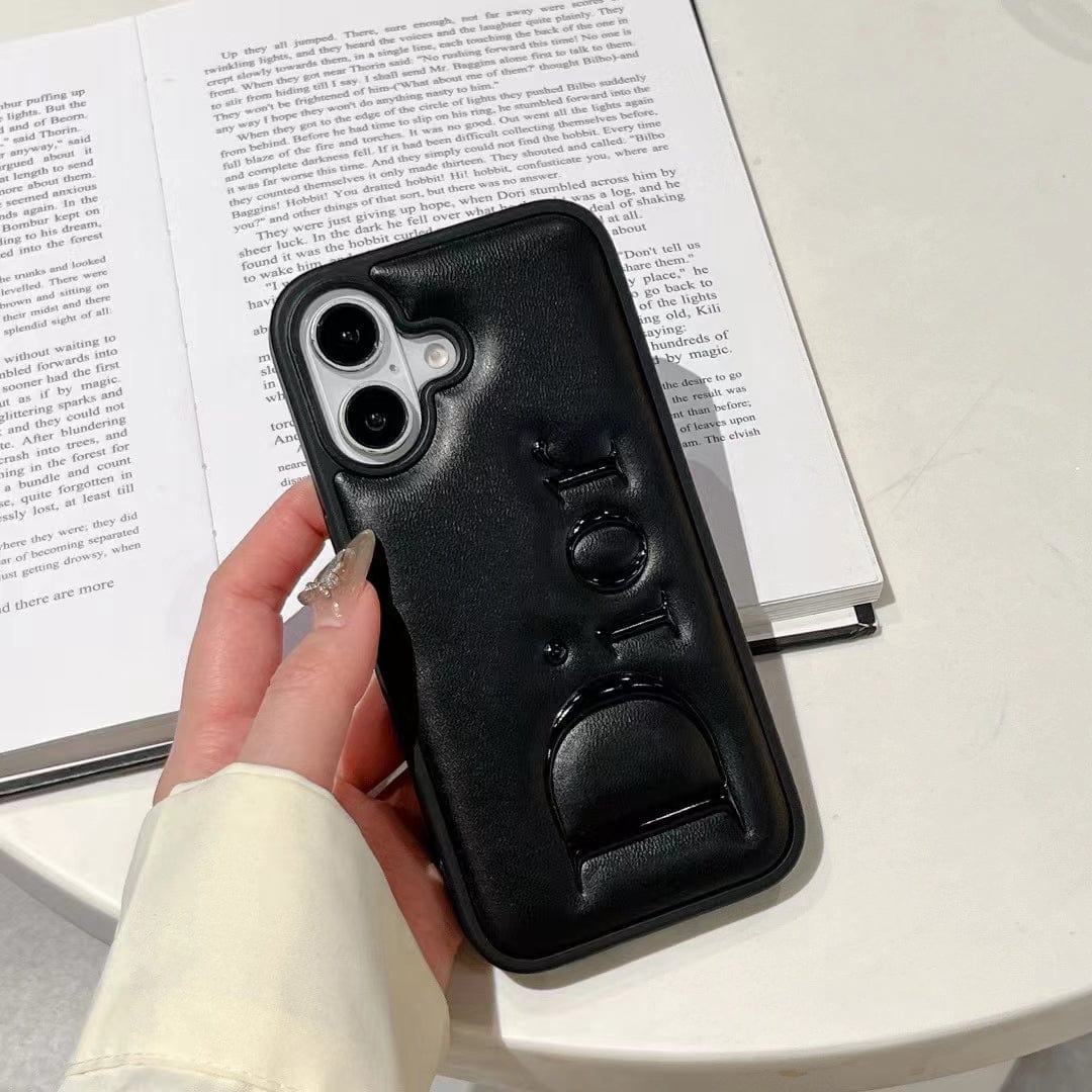Tunde Store Dior Embossed Logo Leather iPhone Case