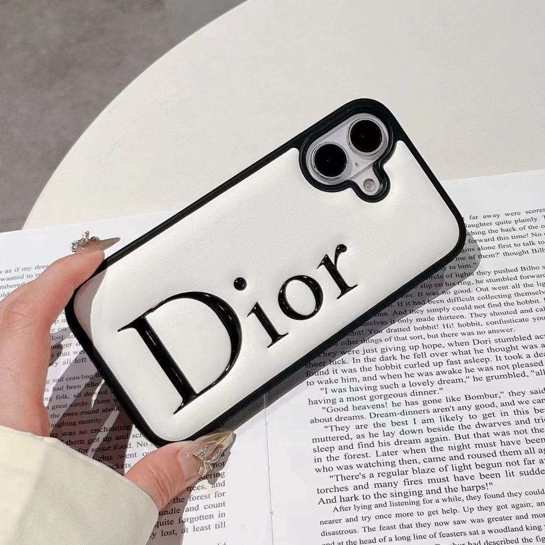Tunde Store Dior Embossed Logo Leather iPhone Case