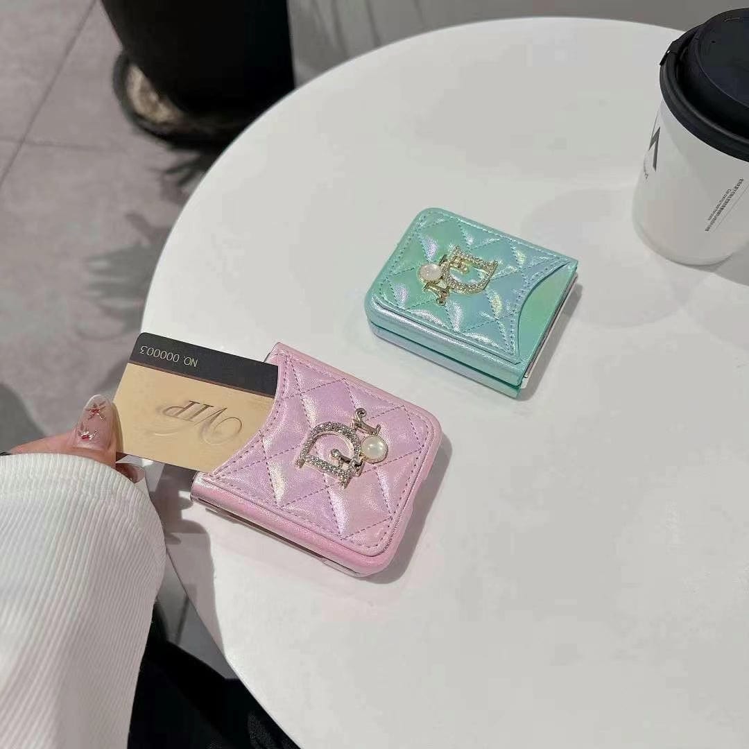 Tunde Store Dior-Inspired Quilted Samsung Z Flip Case with Card Holder – Available for Z Flip 3, 4, 5, and 6