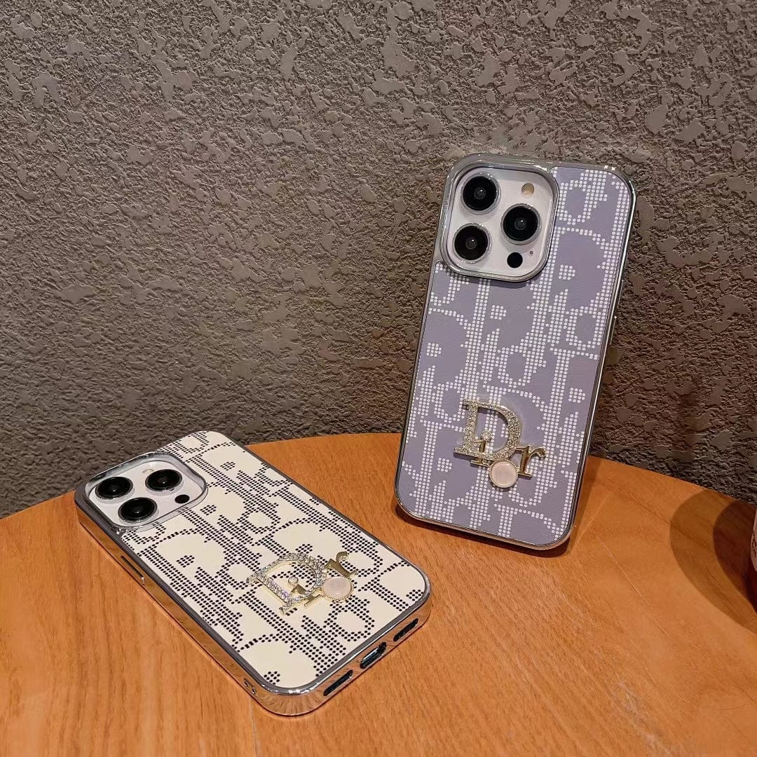 Tunde Store Dior iPhone Cases with Iconic Pattern and Pearl Accent