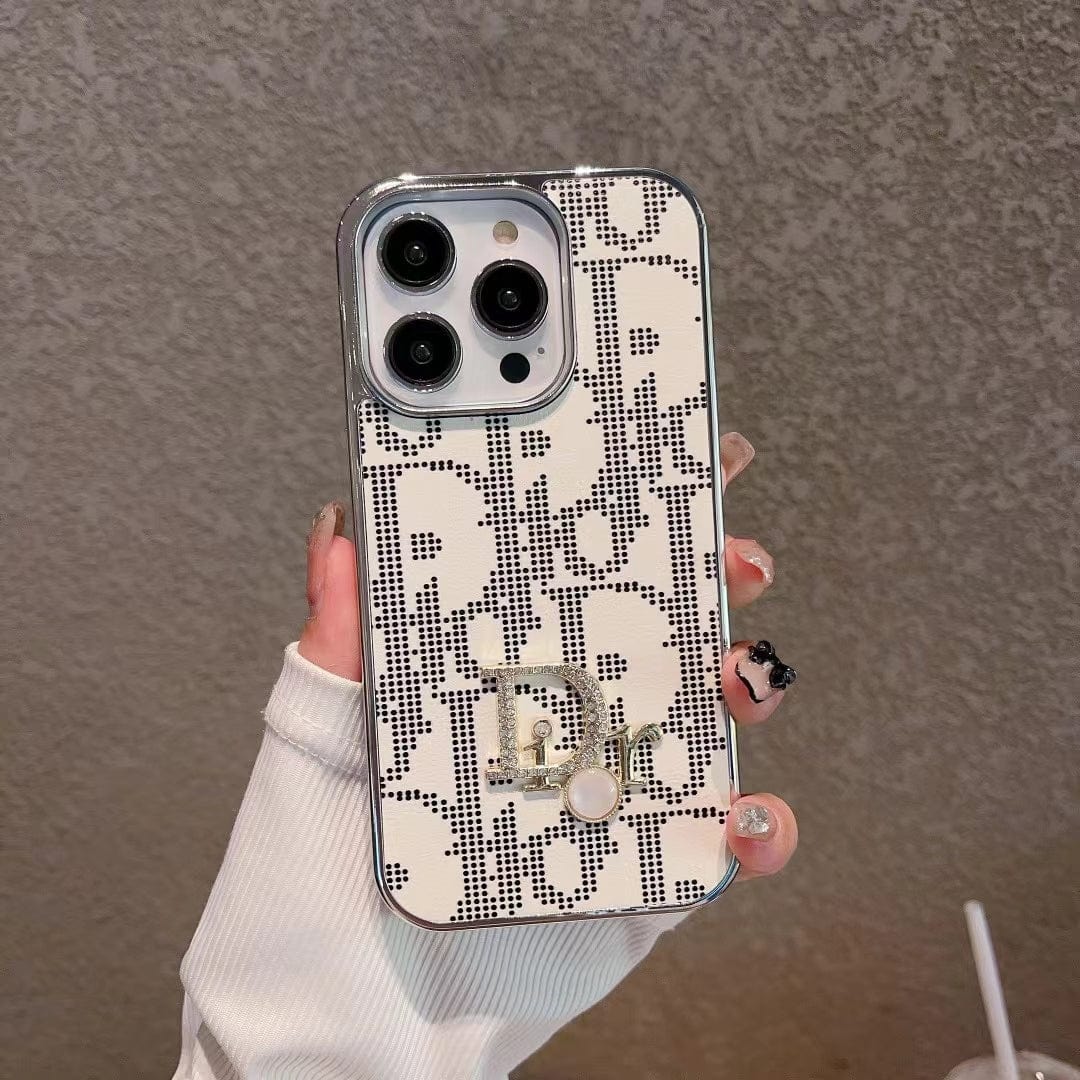 Tunde Store Dior iPhone Cases with Iconic Pattern and Pearl Accent