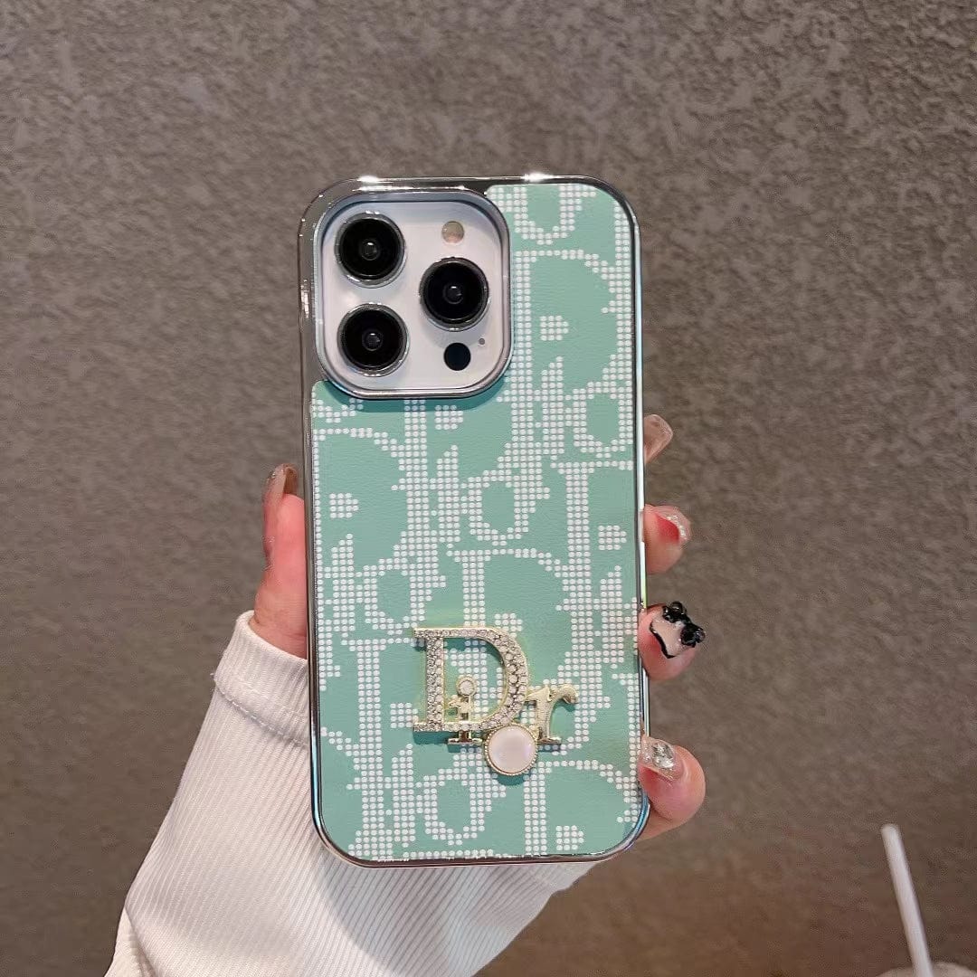 Tunde Store Dior iPhone Cases with Iconic Pattern and Pearl Accent