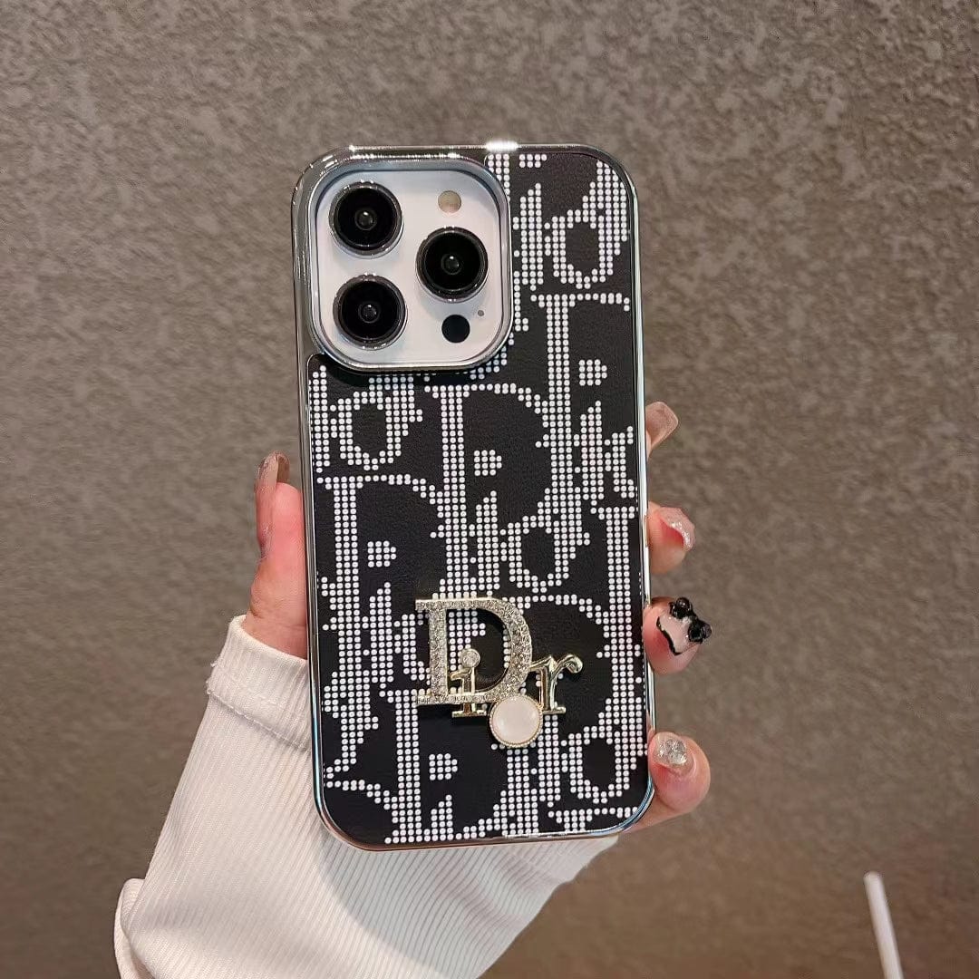 Tunde Store Dior iPhone Cases with Iconic Pattern and Pearl Accent