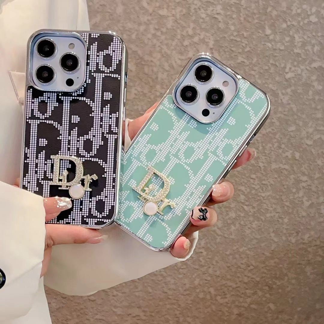 Tunde Store Dior iPhone Cases with Iconic Pattern and Pearl Accent