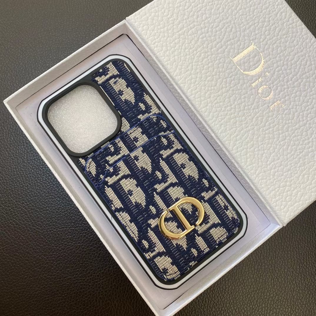 Tunde Store Dior Monogram iPhone Cases with Gold "CD" Logo and Card Holder - Signature Series